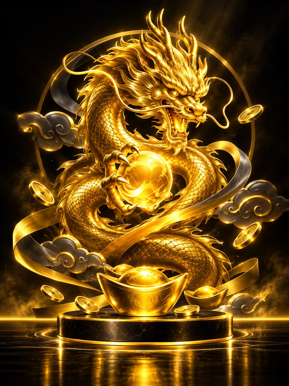 ภาพเกม Golden Dragon ที่ออกแบบใหม่สำหรับ ruay - รวย